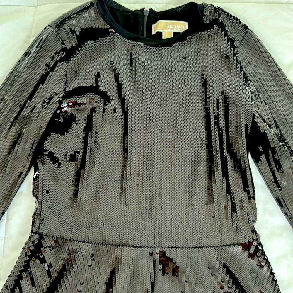 Sequin Asymmetric Black Dress Size XS - Picture 3 of 8